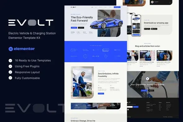 دانلود کیت تمپلیت Evolt قالب سایت خودرو هیبریدی و برقی