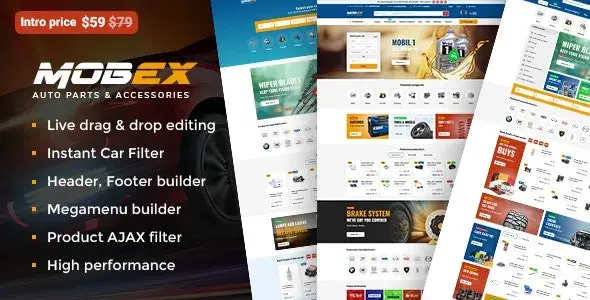 Mobex موبکس قالب قطعات خودرو وردپرس