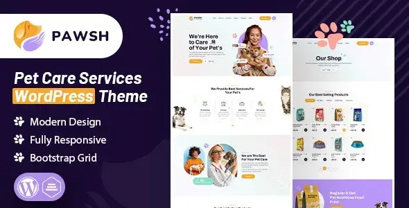 دانلود Pawsh قالب پت شاپ و دامپزشکی وردپرس