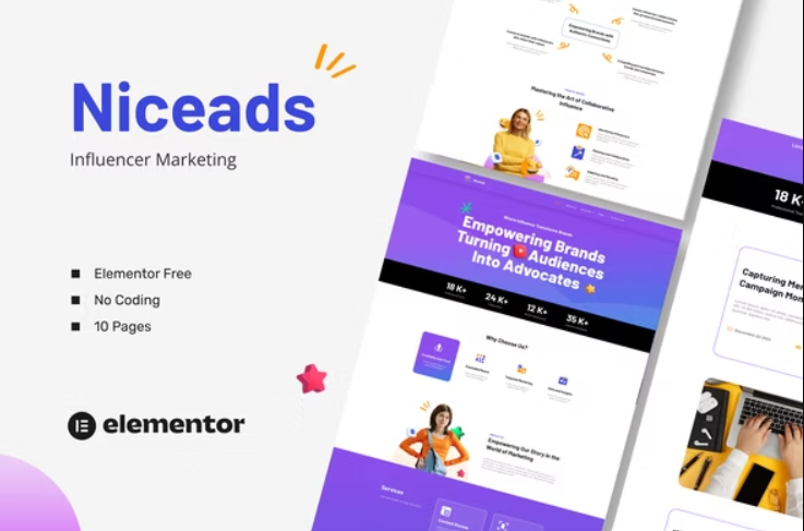 دانلود Niceads کیت تمپلیت بازاریابی و اینفلوئنسر المنتور