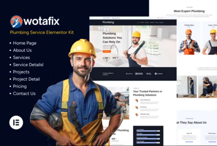 دانلود Wotafix کیت تمپلیت المنتور خدمات لوله کشی و لوله باز کنی
