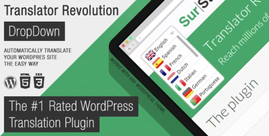 دانلود افزونه Ajax Translator Revolution DropDown دراپ داون تغییر زبان وردپرس