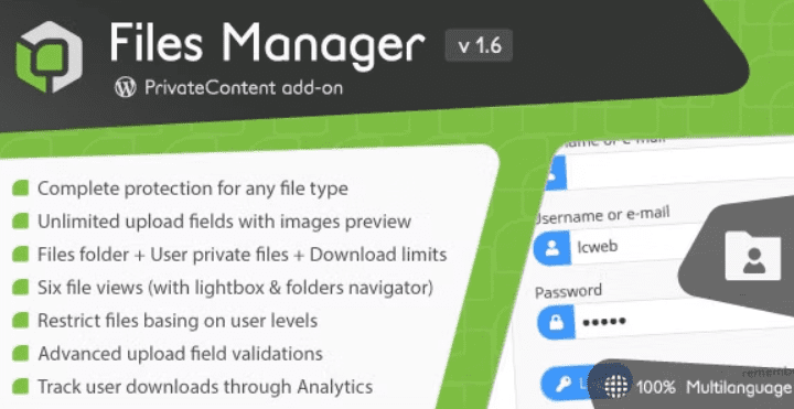دانلود ادآن PrivateContent Files Manager افزونه مدیریت فایل